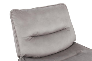 Gray cushioned recliner chair on a white background
