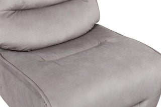 Gray cushioned recliner chair with a pillow on a white background