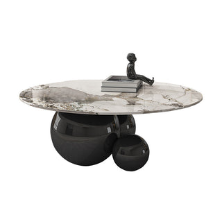 amalfi round stone coffee table unique base