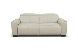 Beige leather sofa on a white background