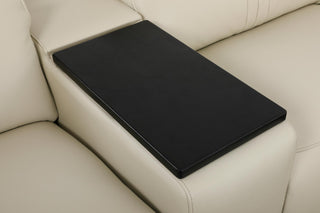 Black tray on a beige sofa