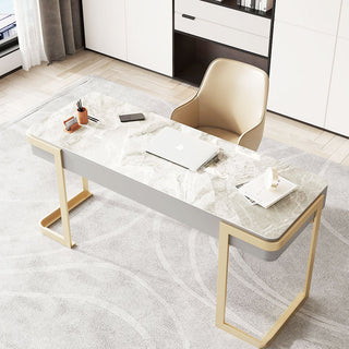 avila study table with drawers golden legs
