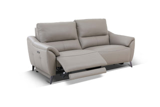beige leather electric recliner couch