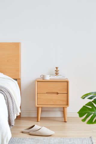 bronte oak bedside table with drawer