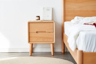 bronte two drawer oak bedside
