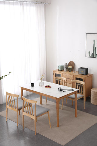 bruno modern wood dining table sintered stone top