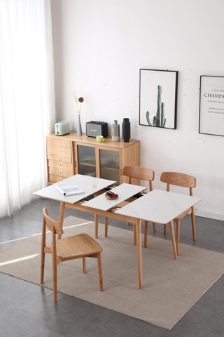 carlo extendable wood dining table oak and sintered stone