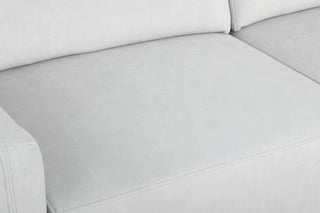 Close-up of a white leather sofa