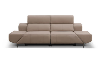 Beige recliner sofa on a white background