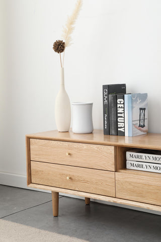 chic angelo oak wood tv console for contemporary homes