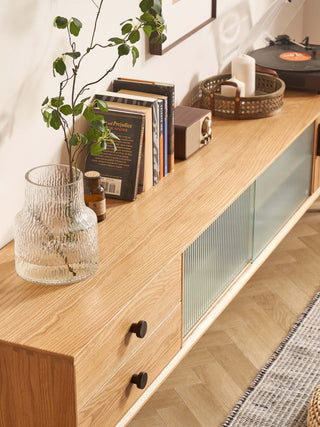 chic design lucer walnut tv console