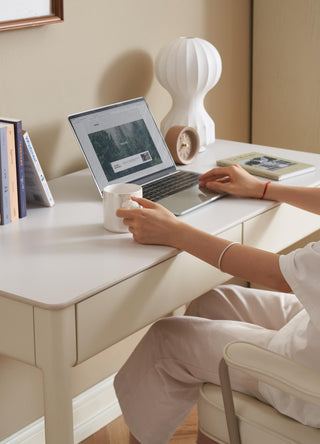 cleo white study table minimalist style