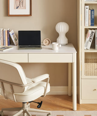 cleo white study table with drawer storage