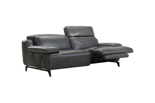 Black leather recliner sofa on a white background