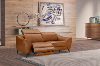 contemporary abby electric recliner sofa top grain leather living room