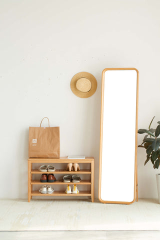 contemporary wooden shoe bench
