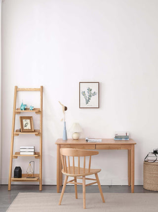 dario oak study table with spacious cabinet storage