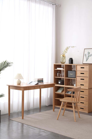 dario study table plus cabinet with wheels oak wood