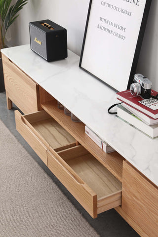 durable oak tv console vito sintered stone surface