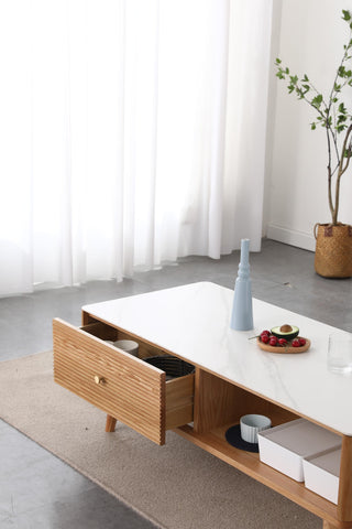 durable parma wood coffee table white sintered stone