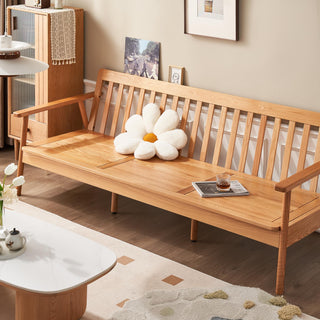 echo oak wood sofa beige fabric