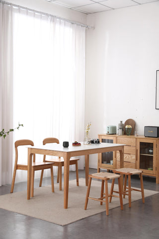 elegant modern wood dining table with rounded corners