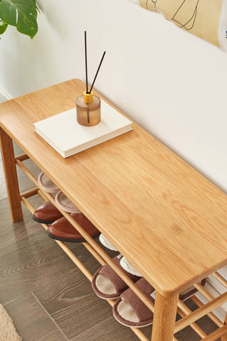 elise shoe bench with shelves