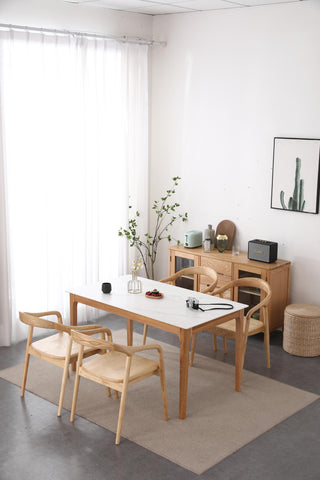 family friendly modern wood dining table rounded