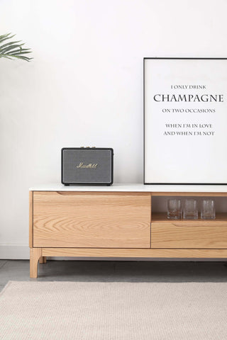 family friendly vito tv console oak rounded edges