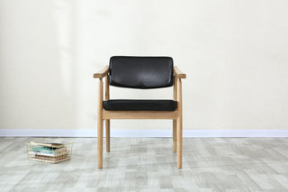 felipe wooden dining chair with arms oak leather
