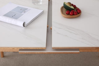 functional carlo extendable wood dining table with white top