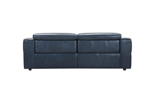 Blue leather sofa on a white background