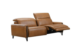 Brown leather recliner sofa on a white background