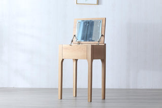 gianni oak wood vanity table with hidden mirror