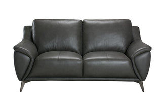 gina dark grey leather couch