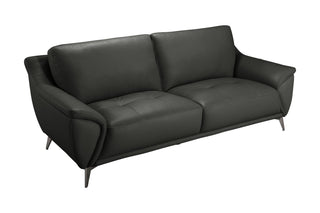 gina leather sofa dark grey finish
