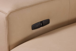 hazel beige leather slider sofa button