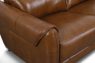 kamika 2 seater brown leather recliner sofa slim armrest