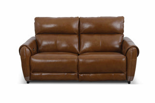 kamika 2 seater brown leather recliner sofa
