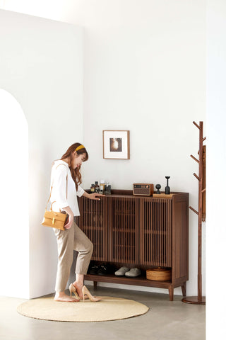 lana walnut shoe rack