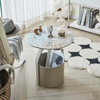 leather side table with storage