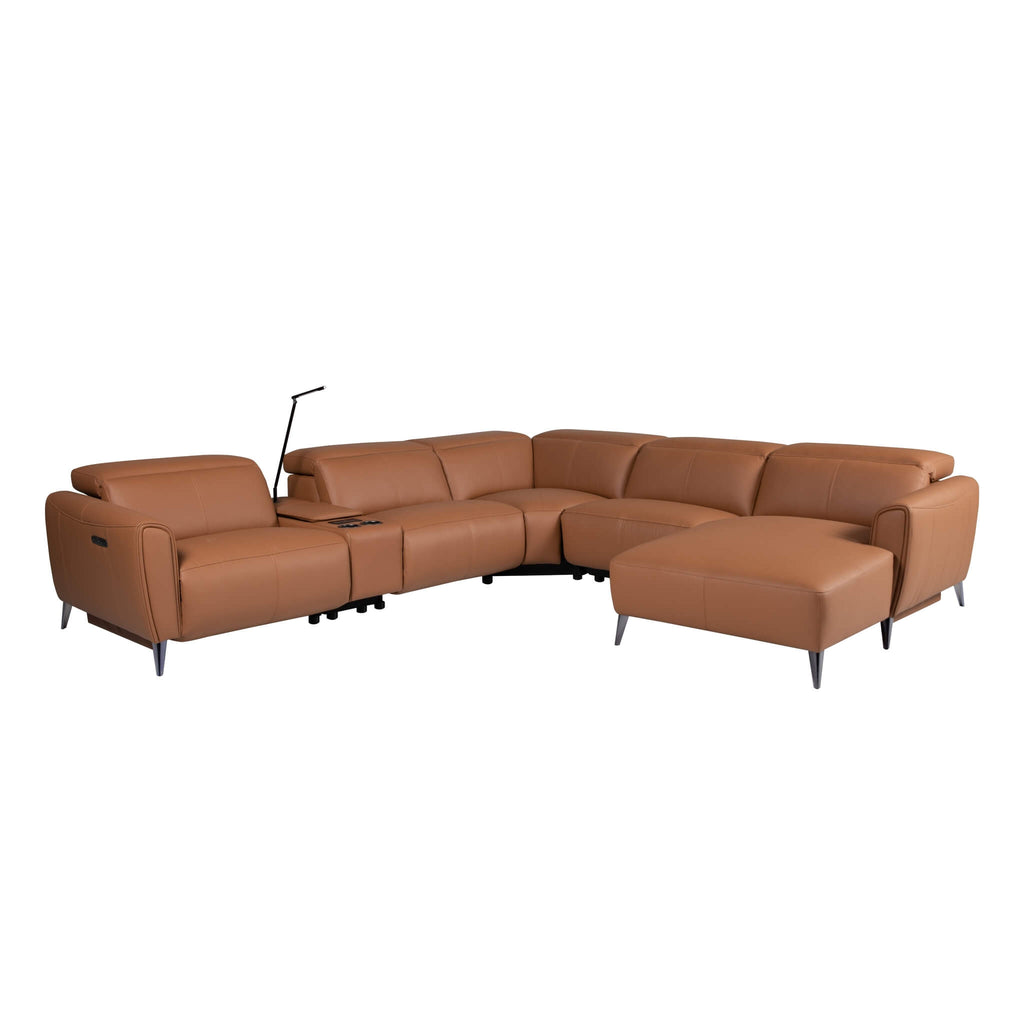 Issac Brown Leather Modular Sofa Singapore COMFY