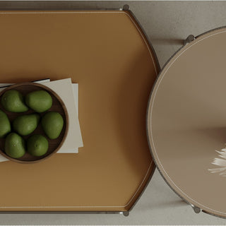 lucca leather coffee table closeup