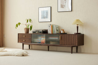lucer oak console in walnut finish