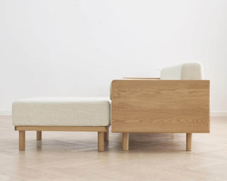 luxe wooden 3 seater sofa footstool