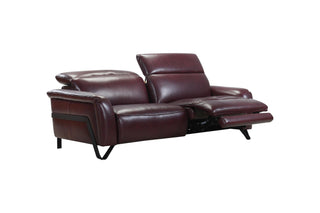 Brown leather reclining sofa on a white background