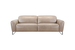 Beige leather sofa on a white background