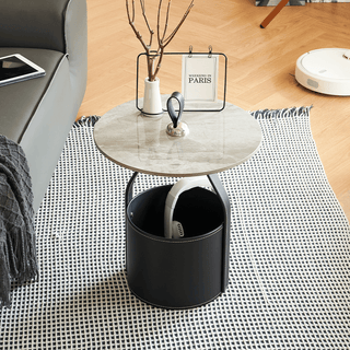 margot side table leather frame