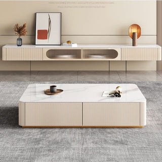 megan coffee table with two drawers