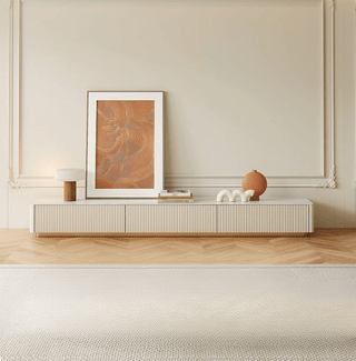 megan modern wood and sintered stone tv console